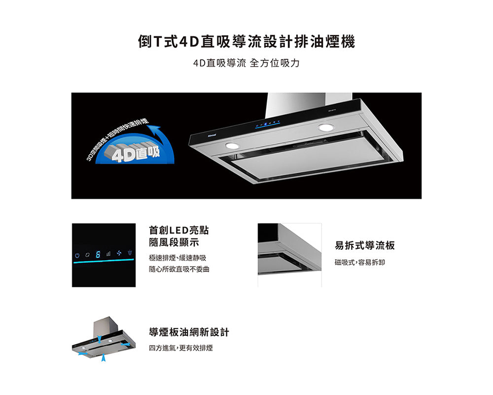 Rinnai 林內|RH-8171 倒T式4D直吸導流設計排油煙機(含運不安裝,安裝費另計)