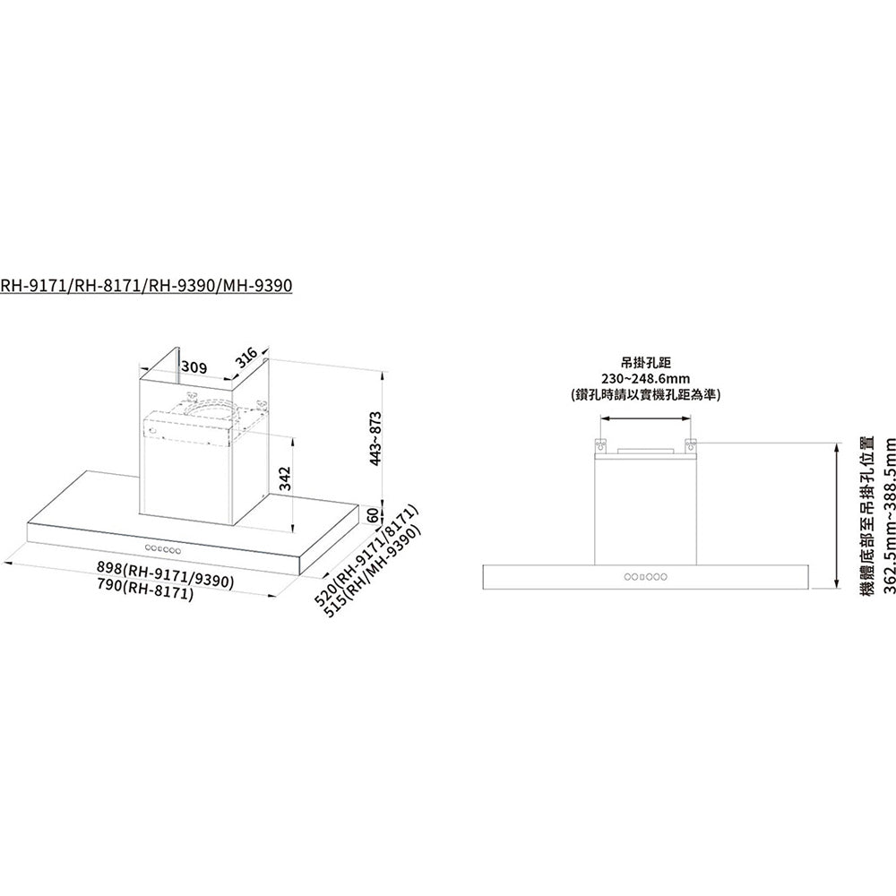Rinnai 林內|RH-8171 倒T式4D直吸導流設計排油煙機(含運不安裝,安裝費另計)
