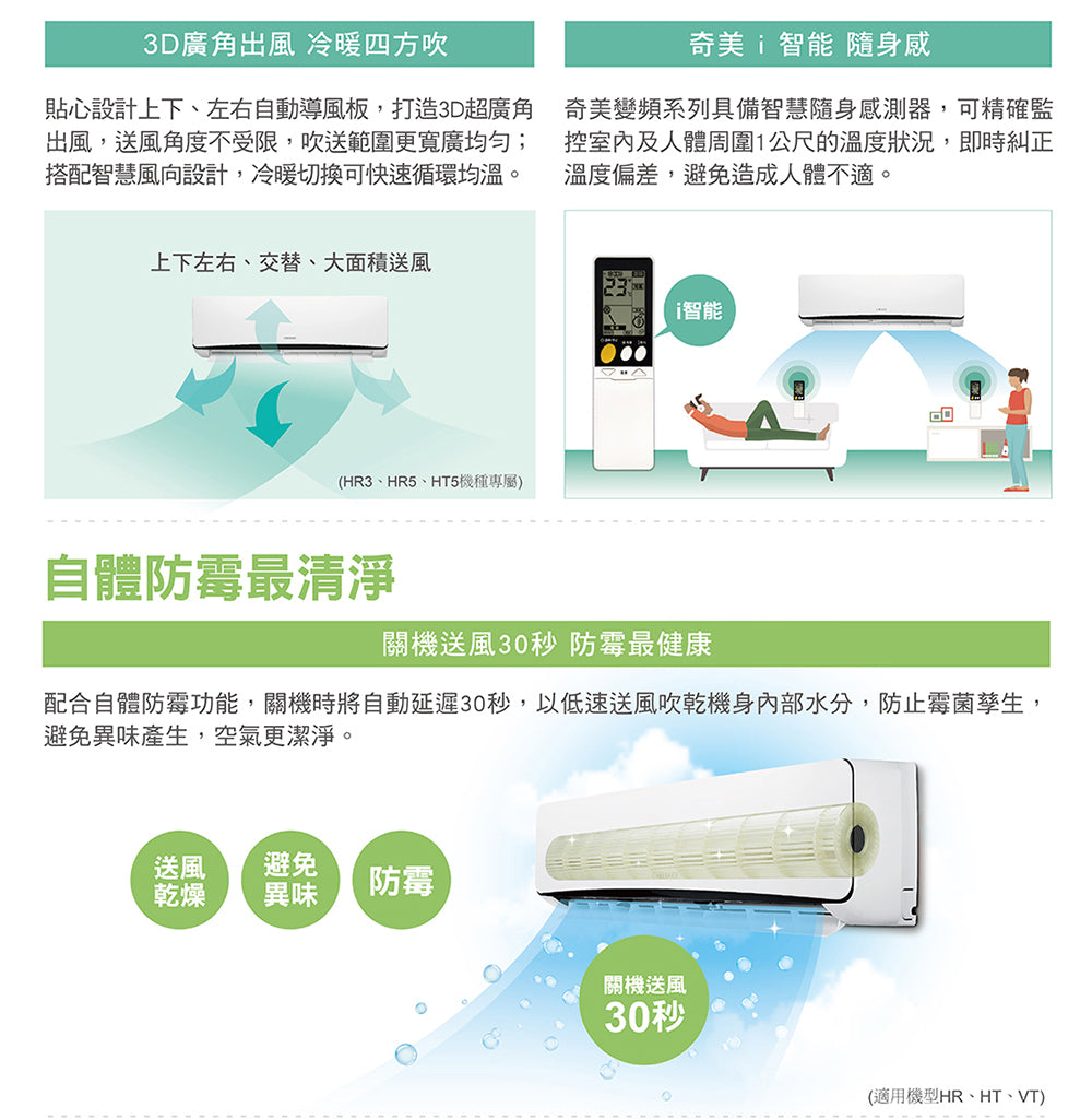 奇美CHIMEI |星爵變頻系列 一對一變頻分離式5-8坪 RC-S36HT5