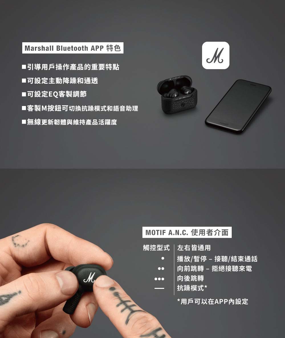 【全新出清】Marshall|Motif A.N.C. 真無線藍牙耳機