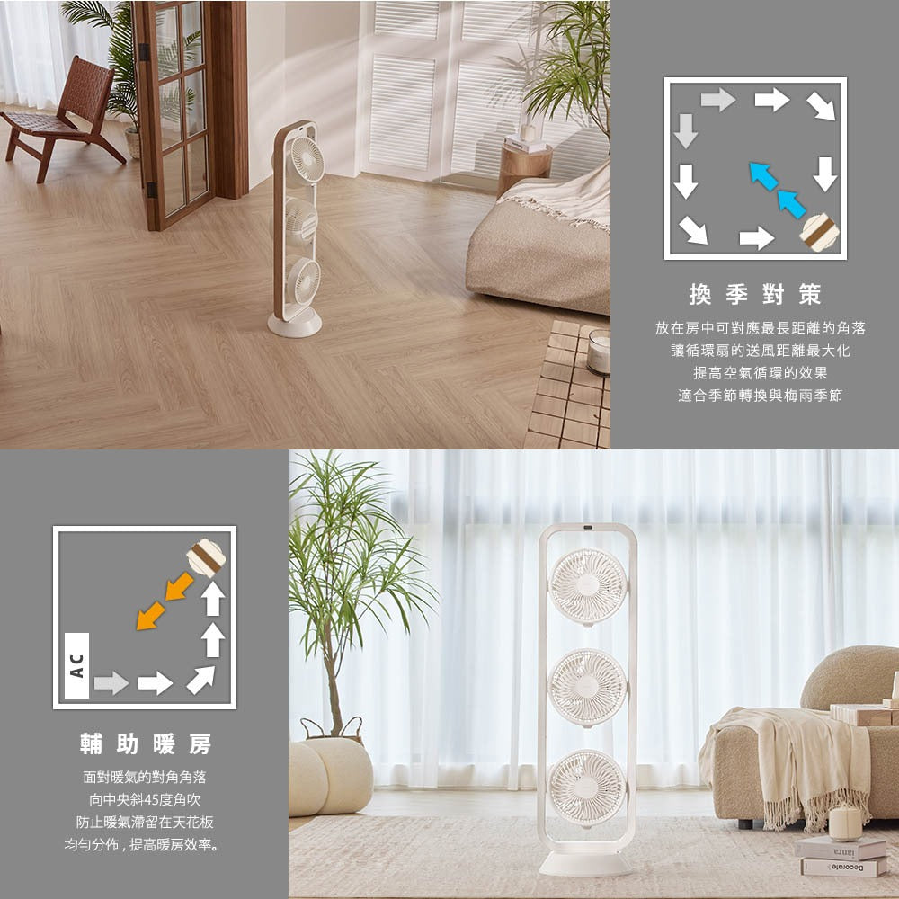 Artisan|5D全域循環扇 LF3001 (舒眠白/淺橡木)