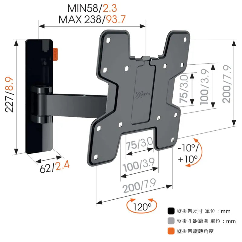 Vogel's|WALL 3125 19-43吋 單臂式 壁掛架