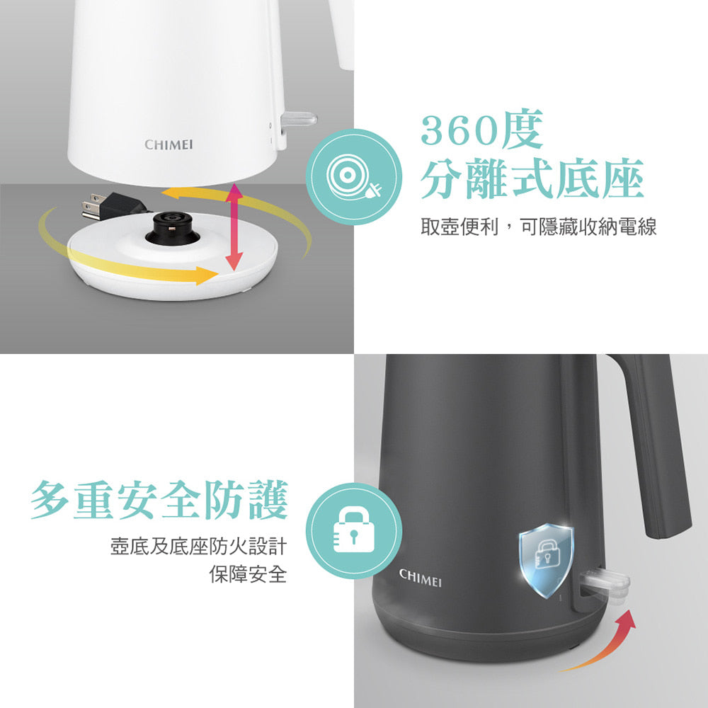 奇美CHIMEI|KT-10YPW1  1L 304不鏽鋼雙層防燙快煮壺-雲朵白