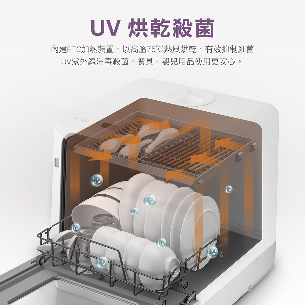 奇美CHIMEI|DW-04C0SH 免安裝全自動UV殺菌洗碗機