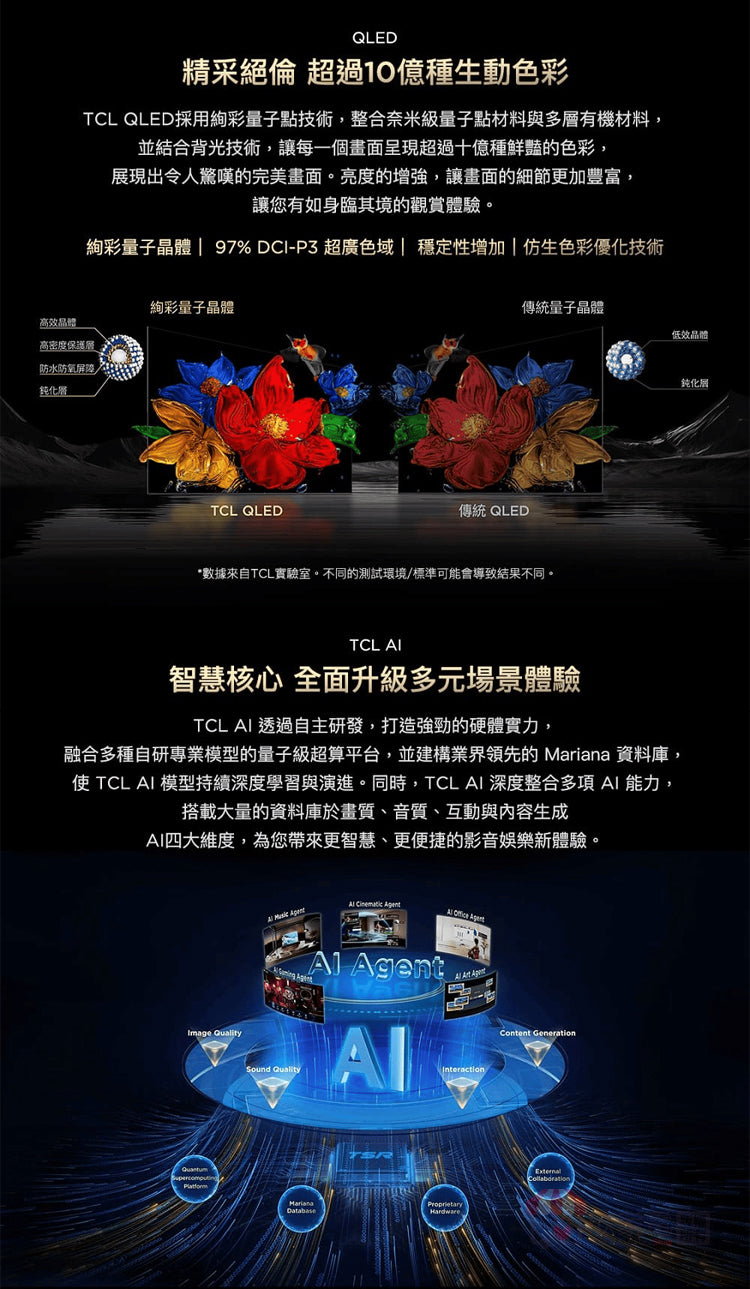 TCL|75吋 C8K 頂級QD-Mini LED Google TV 量子智能連網液晶顯示器 75C8K