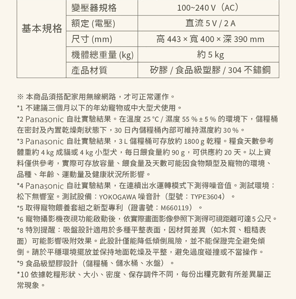 Panasonic國際牌 |台灣製寵物智能複合式攝影飲水餵食機 CP-JNF04-W