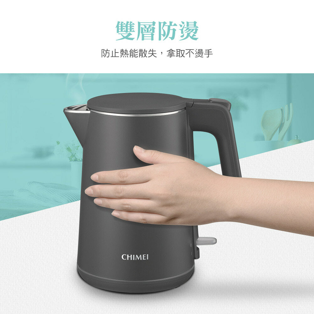 奇美CHIMEI|KT-10YPB2 1L 304不鏽鋼雙層防燙快煮壺-夜幕灰