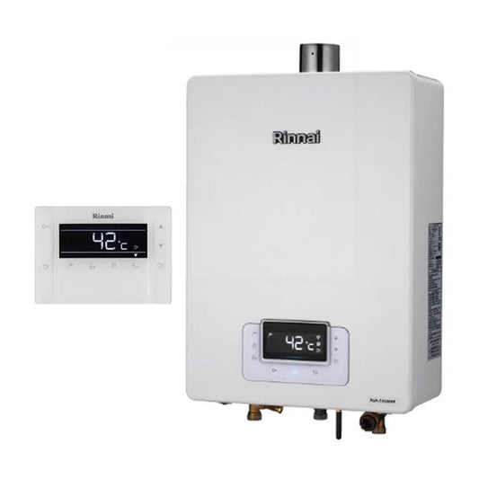 Rinnai 林內｜RUA-C1630WF 屋內強制排氣型16L熱水器 (無線遙控、三段火 排、水量伺服、標配無線遙控器1個)(含運不安裝，安裝費另計)