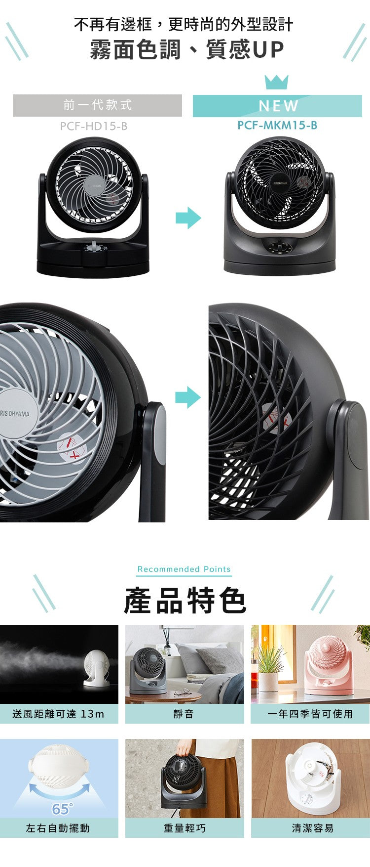 IRIS ｜PCF-MKM15 空氣循環扇(馬卡龍色系)