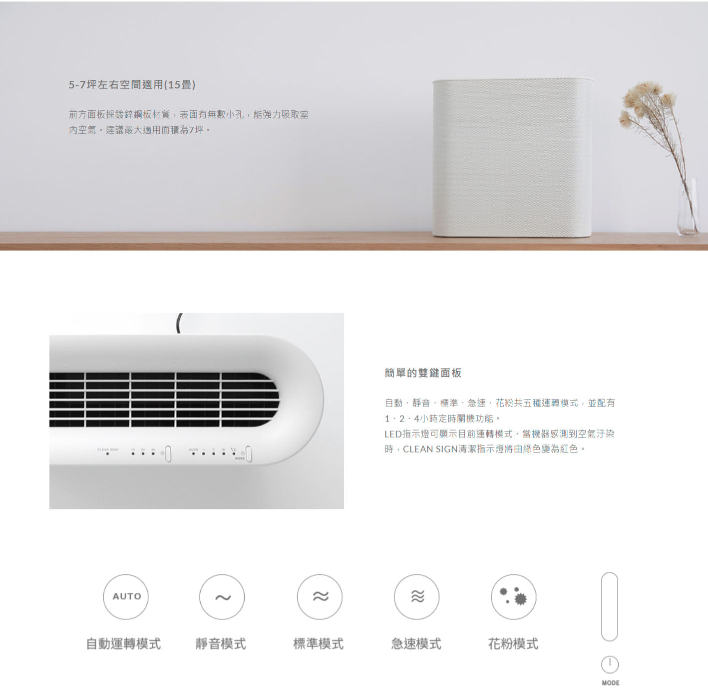 正負零 | XQH-X020 空氣清淨機 (黑/白)