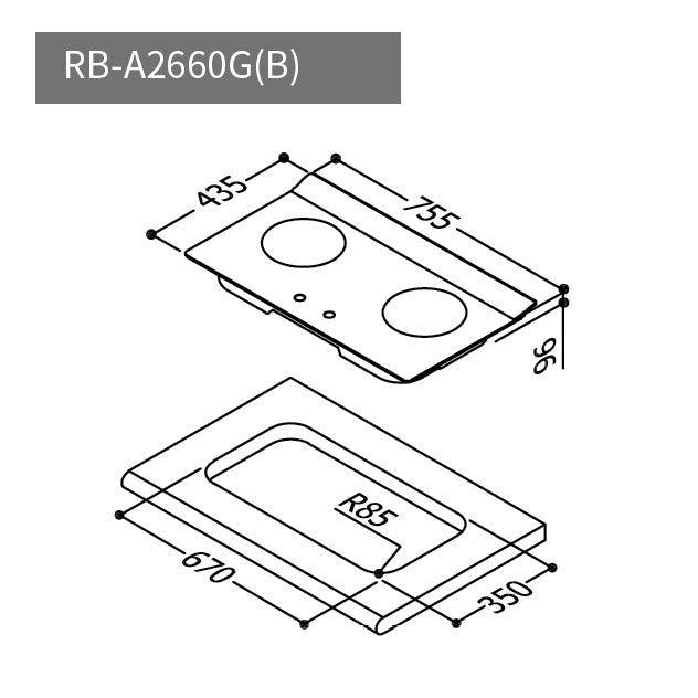 Rinnai 林內｜RB-A2660G(B) 檯面式緻溫二口爐(黑玻)(定溫)(定時)(含運不安裝，安裝費另計)