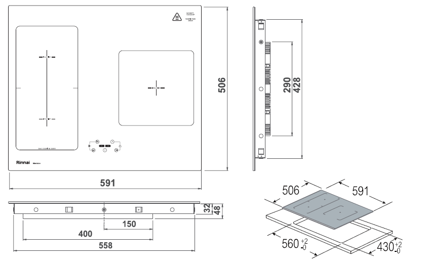 Rinnai 林內｜RB-H3200 智杏IH智慧感應三口爐(含運不安裝，安裝費另計)