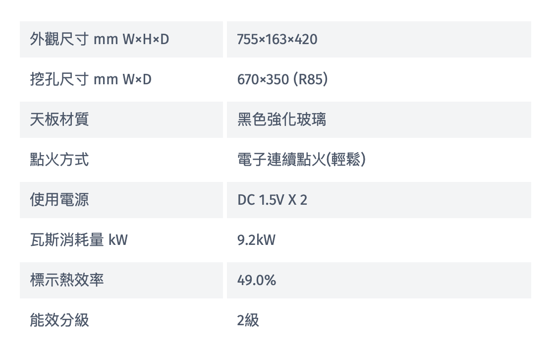 Rinnai 林內｜RB-S2630G(B)檯面式防漏玻璃雙口爐 (含運不安裝，安裝費另計)