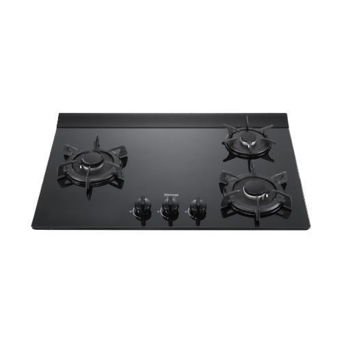 Rinnai 林內｜RB-L3710G(BL)(A)檯面式彩焱玻璃三口爐(左單口)(含運不安裝，安裝費另計)