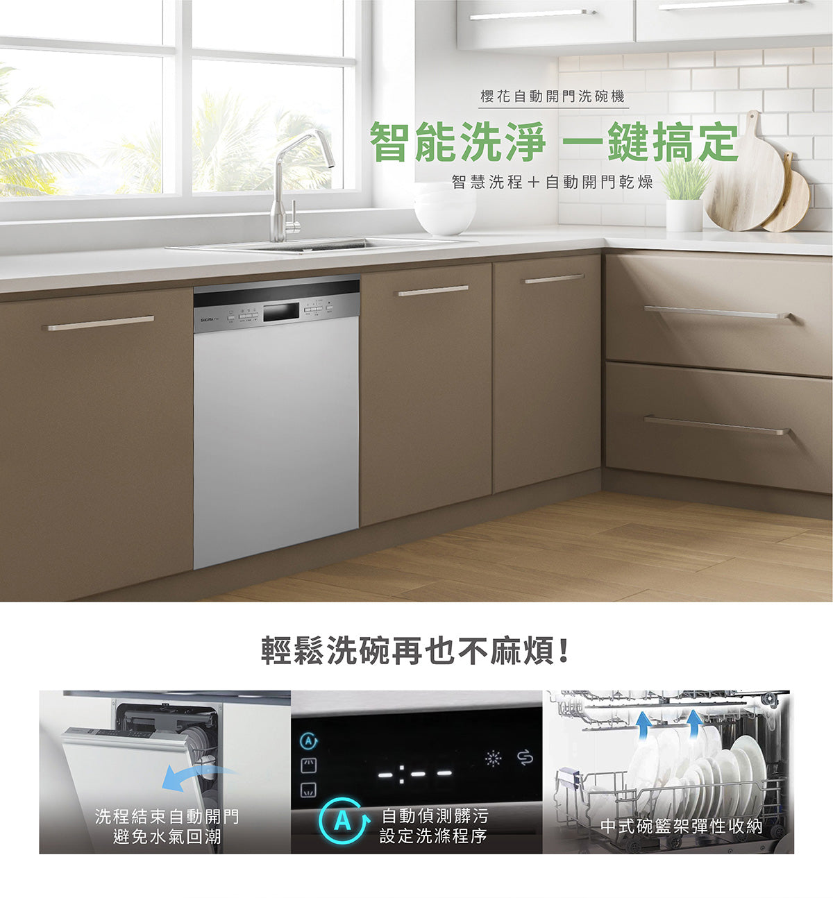 Sakura櫻花｜半嵌式自動開門洗碗機 E7683