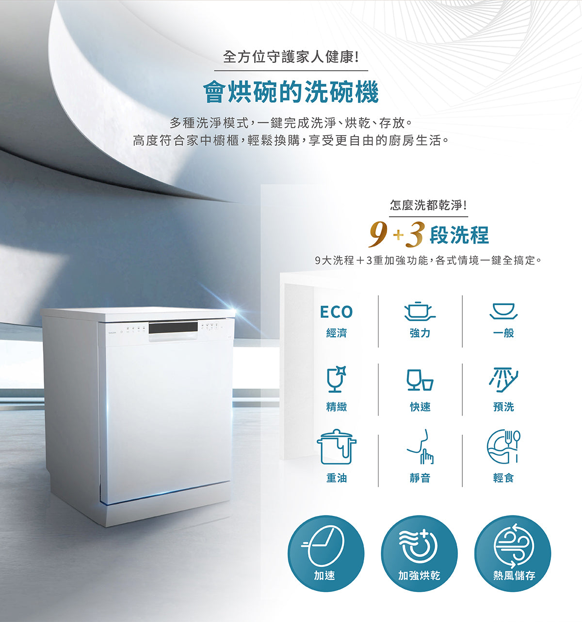 Sakura櫻花｜獨立式熱風烘乾洗碗機 E7881