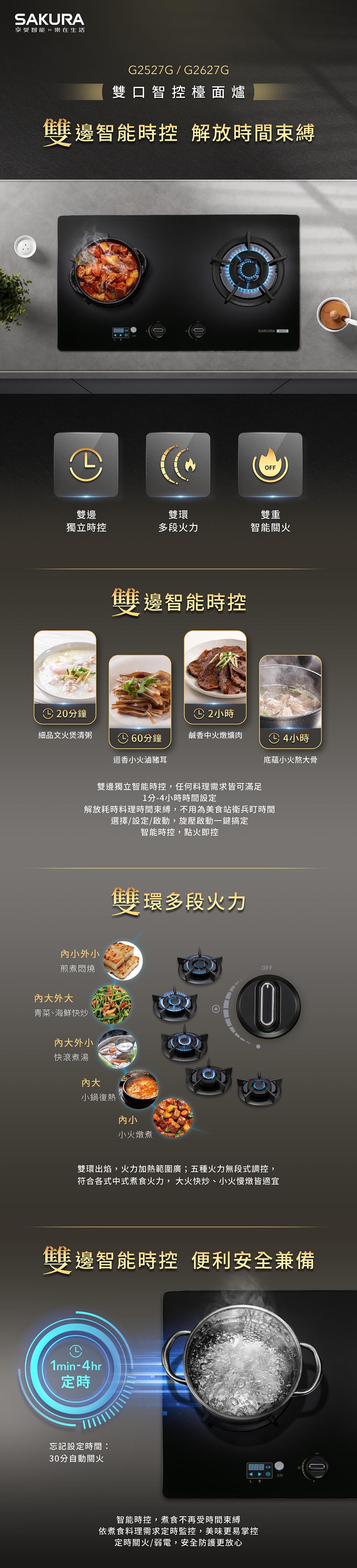 Sakura櫻花｜二口小面板智控易清檯面爐 G2527G(不含安裝)