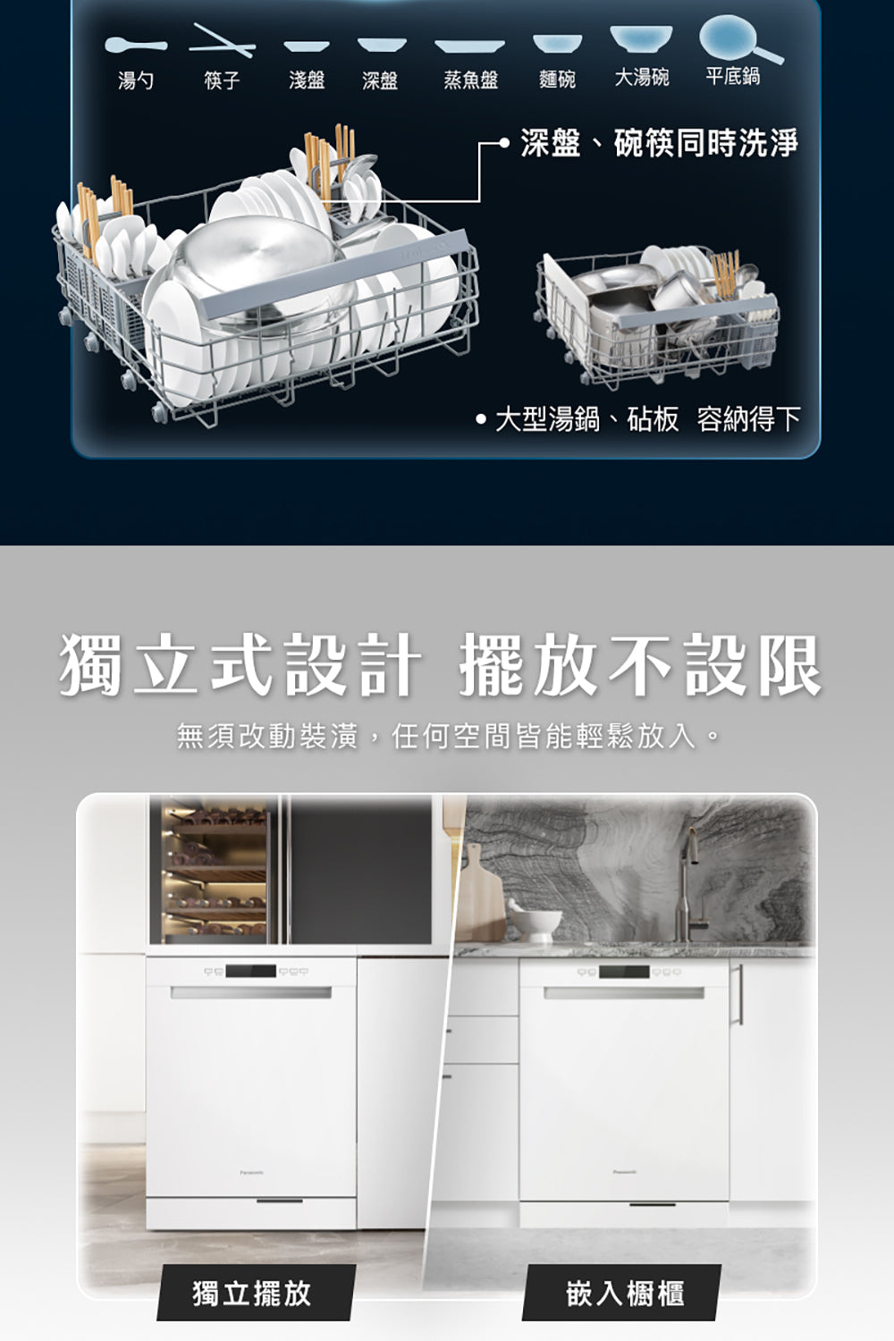 Panasonic國際牌｜獨嵌式自動洗碗機 NP-DFB2K6-1H