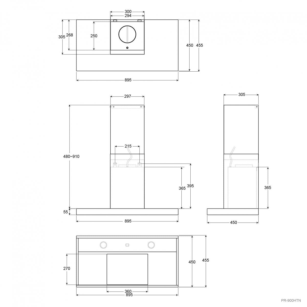 Franke｜全智能光控90公分 T型排油煙機 PR-900HTN