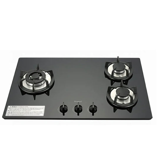 Rinnai 林內｜RB-302GH(BL) 檯面式防漏玻璃三口爐(黑玻)(左單口）(含運不安裝，安裝費另計)