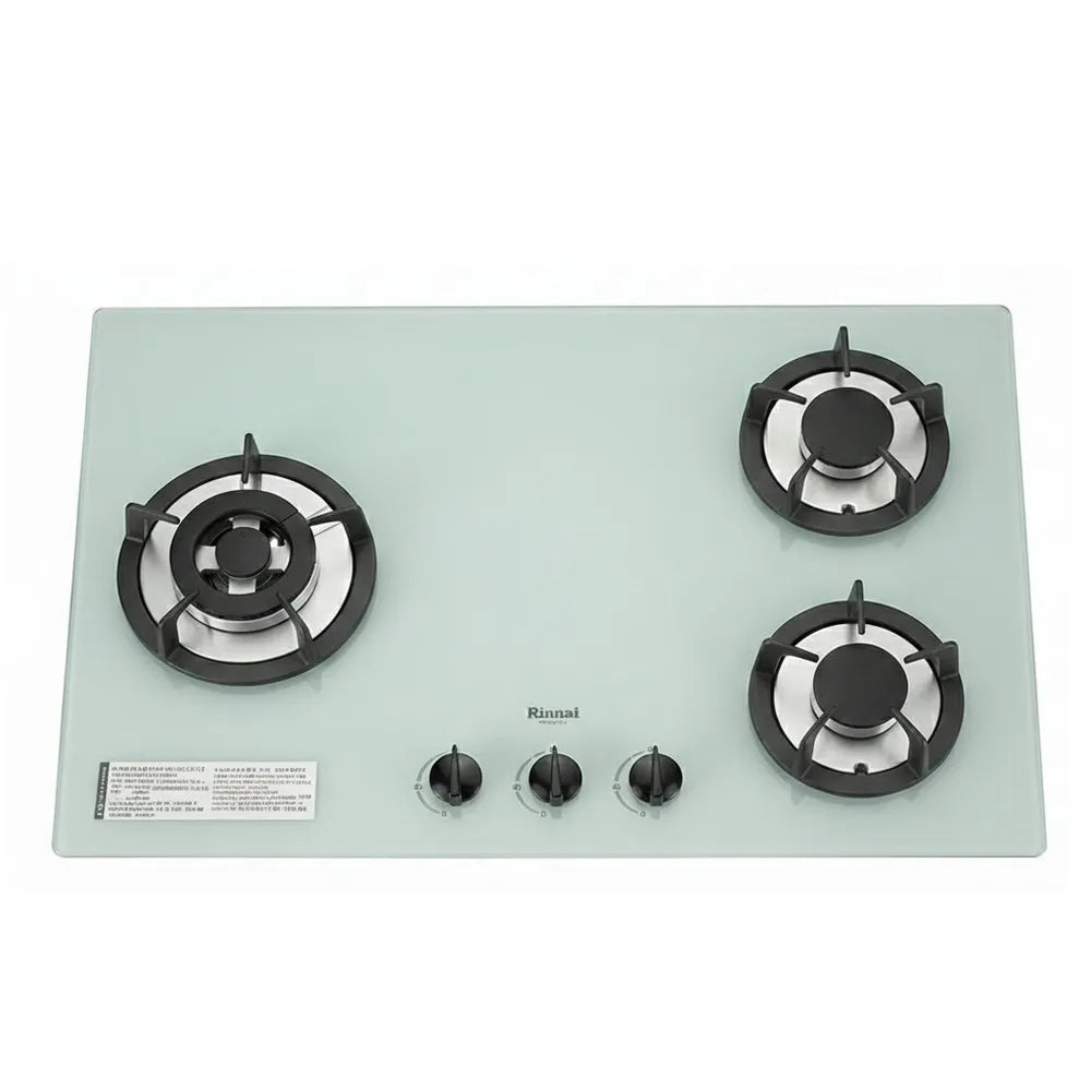 Rinnai 林內｜RB-302GH(WL) 檯面式防漏玻璃三口爐(白玻)(左單口）(含運不安裝，安裝費另計)