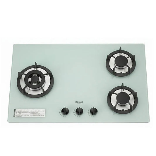 Rinnai 林內｜RB-302GH(WL) 檯面式防漏玻璃三口爐(白玻)(左單口）(含運不安裝，安裝費另計)