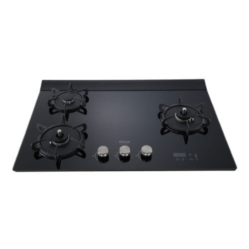 Rinnai 林內｜RB-A3760G(BR) 檯面式緻溫三口爐(黑玻)(定溫)(定時)(右單口)(含運不安裝，安裝費另計)