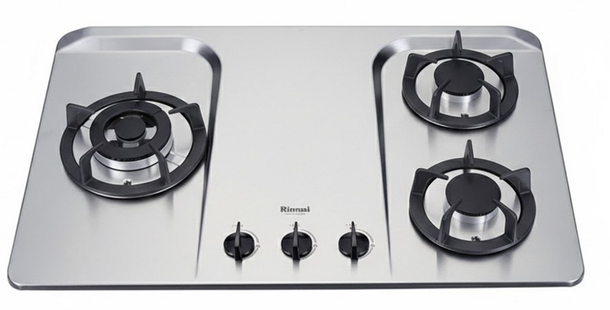Rinnai 林內｜RB-H301S-L 檯面式防漏不銹鋼三口爐(左單口）(含運不安裝，安裝費另計)