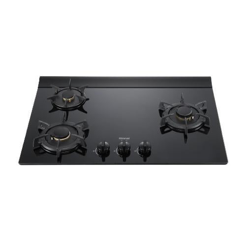 Rinnai 林內｜RB-L3710G(BR)(A)檯面式彩焱玻璃三口爐(右單口)(含運不安裝，安裝費另計)