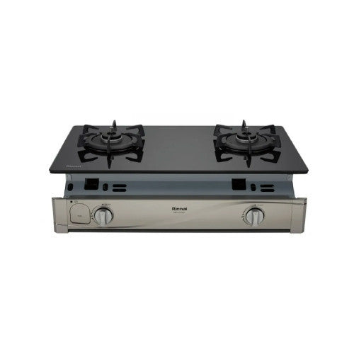 Rinnai 林內｜RBTS-Q230G(B) 嵌入式感溫玻璃雙口爐(含運不安裝，安裝費另計)
